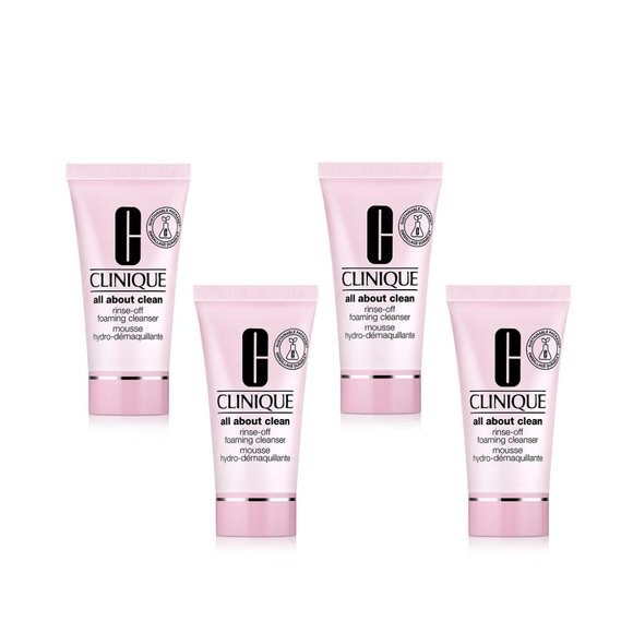 CLINIQUE All About Clean Rinse-Off Foaming Cleanser 1oz/30ml each Bundle of 4 - Picture 1 of 4
